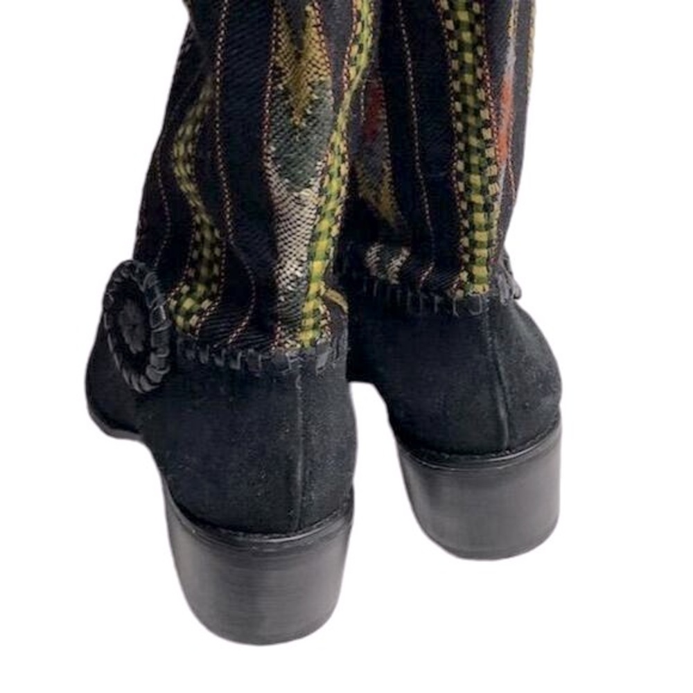 Jack Rogers Women's Aztec Boots Black Suede Leather and Fabric Sz 7 - Picture 4 of 8